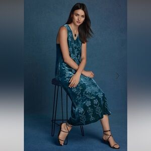 Johnny Was Talithia Teal Floral Midi Dress
